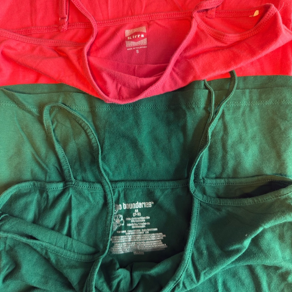 Red and Green Tank Tops